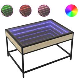 Berkfield Home Coffee Table with Infinity LED Sonoma Oak 70x50x41 cm in Brown - Size: 70 x 50 x 41 cm - thumbnail 1