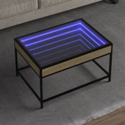 Berkfield Home Coffee Table with Infinity LED Sonoma Oak 70x50x41 cm in Brown - Size: 70 x 50 x 41 cm - thumbnail 2