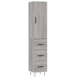 Berkfield Home Highboard Grey Sonoma 34.5x34x180 cm Engineered Wood - thumbnail 3