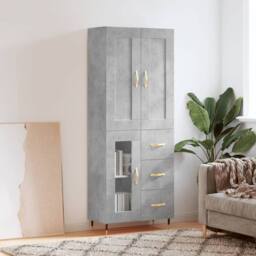 Berkfield Home Highboard Concrete Grey 69.5x34x180 cm Engineered Wood - thumbnail 2