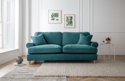The Great Sofa Company Ezra 3 Seater Textured Velvet Sofa - Scroll Arm in Emerald