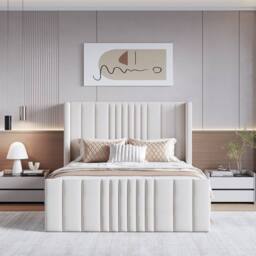 Modish Furnishing Mika Cream Velvet Ottoman Storage Bed - Size: King - thumbnail 3