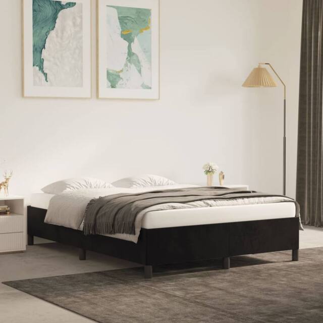Berkfield Home Bed Frame Black 135x190 cm Double Velvet - image 1