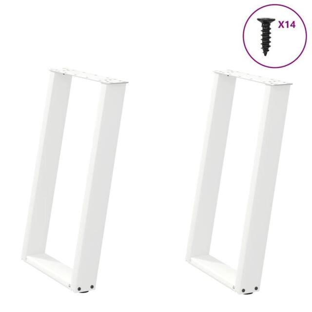 Berkfield Home vidXL Dining Table Legs U-Shaped 2 pcs White 60x(72-73) cm Steel - image 1