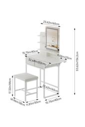 Living and Home LED Mirror Dressing Table and Stool Set with Power Strip in White - thumbnail 8