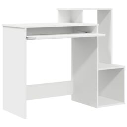 Berkfield Home White Computer Desk White Chipboard Standard Storage - thumbnail 4