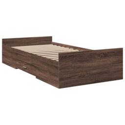 Berkfield Home Bed Frame w/Drawers Frame Brown Oak 75x190 cm Small Single - thumbnail 3