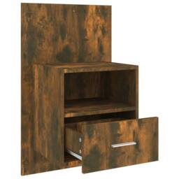 Berkfield Home Suitable Wall-mounted Bedside Cabinet Smoked Oak in Brown - thumbnail 6