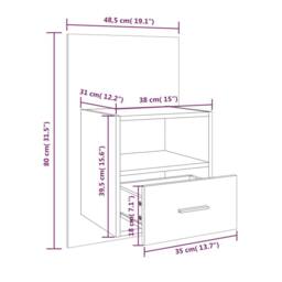 Berkfield Home Suitable Wall-mounted Bedside Cabinet Smoked Oak in Brown - thumbnail 8