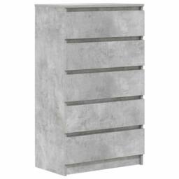 Berkfield Home Elegant Drawer Cabinet Concrete Grey 60x36x103 cm Engineered Wood - Size: 60 x 36 x 103 cm - thumbnail 3