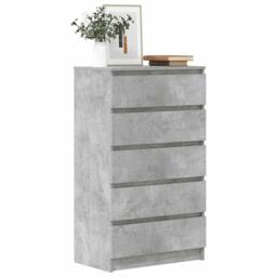 Berkfield Home Elegant Drawer Cabinet Concrete Grey 60x36x103 cm Engineered Wood - Size: 60 x 36 x 103 cm - thumbnail 2