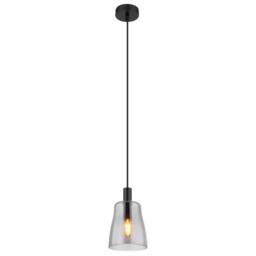Netlighting Garri Slim Pendant Ceiling Light Matt Black Smoke Glass Shade 1x E14 - thumbnail 1