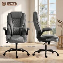 HOMCOM Office Chair, Computer Desk Chair with Flip-up Armrest, Grey - thumbnail 3