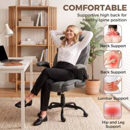 HOMCOM Office Chair, Computer Desk Chair with Flip-up Armrest, Grey - thumbnail 6
