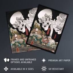 "Artery8 Mitsukuni Defying the Skeleton Specter Kuniyoshi Wall Art Poster Print - Size: W12"" x H16""" - thumbnail 2