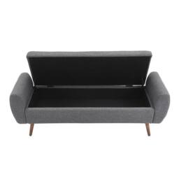 KORVIXA 150cm Ottoman Stool Storage Box Linen Padded Seat in Grey - Size: 0.6m2 - thumbnail 3