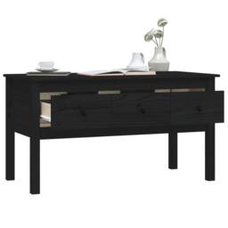 Berkfield Home Beautiful Coffee Table Black 102x49x55 cm Solid Wood Pine - Size: 102 x 49 x 55 cm - thumbnail 5