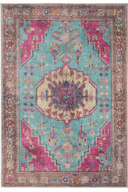 Kukoon Pink Distressed Extra Large Rug 280cm x 370cm Machine Washable Carpet - Size: 280 cm x 370 cm
