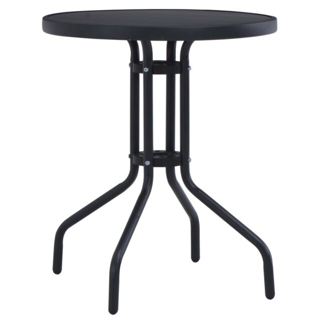 Berkfield Home Garden Table Black 80 cm Steel & Glass - image 1