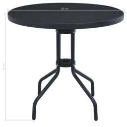 Berkfield Home Garden Table Black 80 cm Steel & Glass - thumbnail 4