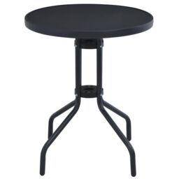 Berkfield Home Garden Table Black 80 cm Steel & Glass - thumbnail 2