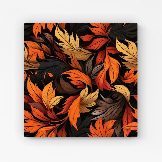 Warren Reed - Designer Autumn Leaves Design Canvas in Orange - Size: w10 inch x h10 inch - image 1