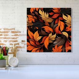 Warren Reed - Designer Autumn Leaves Design Canvas in Orange - Size: w10 inch x h10 inch - thumbnail 2
