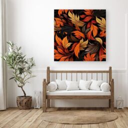 Warren Reed - Designer Autumn Leaves Design Canvas in Orange - Size: w10 inch x h10 inch - thumbnail 3