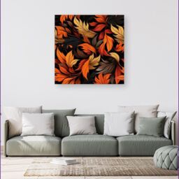 Warren Reed - Designer Autumn Leaves Design Canvas in Orange - Size: w10 inch x h10 inch - thumbnail 4