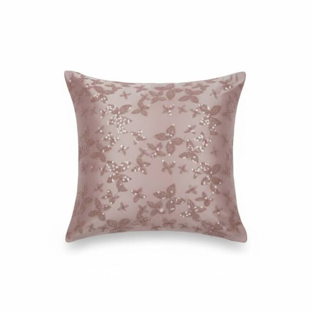 Snug City Butterfly Sequin Cushion Cover Luxury Decorative Throw Cushion in Pink - Size: 43 cm x 43 cm - image 1
