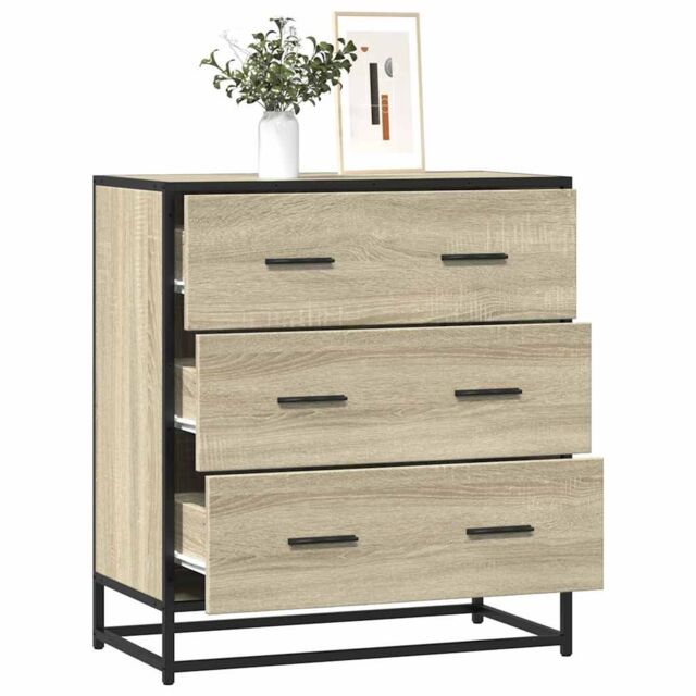 Berkfield Home Sideboard Sonoma Oak 68x35x76 cm Engineered Wood & Metal in Brown - Size: 68 x 35 x 76 cm - image 1