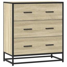 Berkfield Home Sideboard Sonoma Oak 68x35x76 cm Engineered Wood & Metal in Brown - Size: 68 x 35 x 76 cm - thumbnail 2