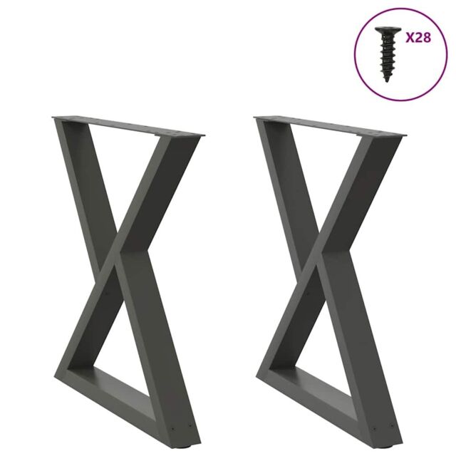 Berkfield Home Dining Table Legs 2 pcs Anthracite 80x(72-73.3) cm Steel - image 1