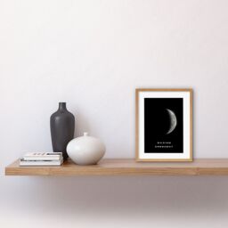 "Artery8 Wall Art Print Phases of the Moon Astronomy Waxing Crescent Lunar Space Poster Artwork Framed 9X7 Inch in Beige - Size: W7"" x H9""" - thumbnail 2