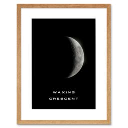 "Artery8 Wall Art Print Phases of the Moon Astronomy Waxing Crescent Lunar Space Poster Artwork Framed 9X7 Inch in Beige - Size: W7"" x H9""" - thumbnail 1