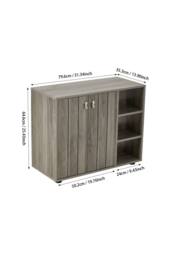 Living and Home Wooden Multifunctional Storage Shoe Cabinet with Open Shelves and Door in Grey - thumbnail 9