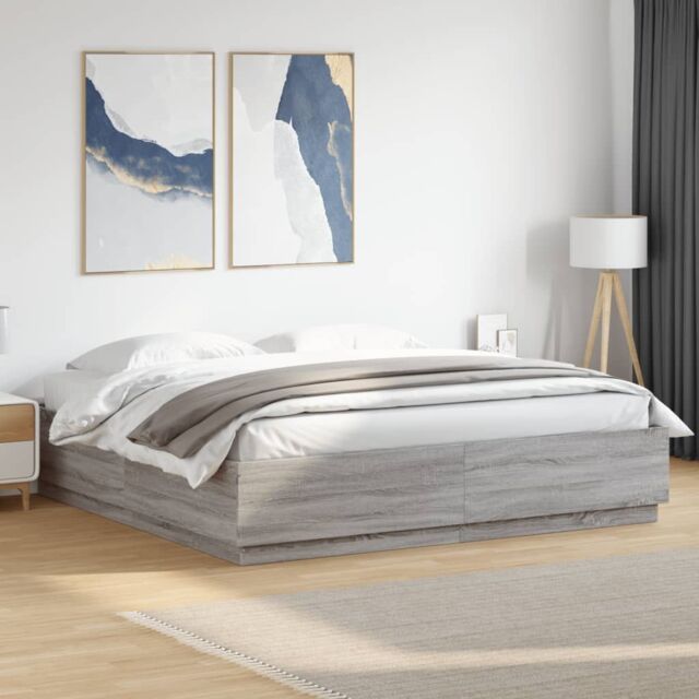 Berkfield Home Bed Frame without Mattress Grey Sonoma 200x200 cm - image 1
