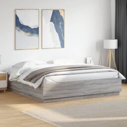 Berkfield Home Bed Frame without Mattress Grey Sonoma 200x200 cm - thumbnail 1