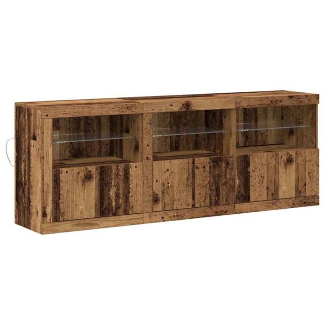Berkfield Home Sideboard with LED Lights Old Wood 181.5x37x67 cm Engineered Wood in Brown - image 1