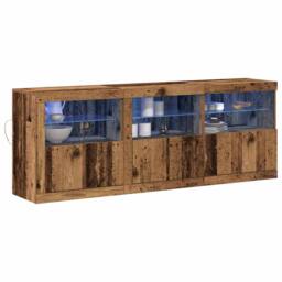 Berkfield Home Sideboard with LED Lights Old Wood 181.5x37x67 cm Engineered Wood in Brown - thumbnail 3