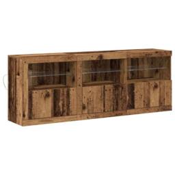Berkfield Home Sideboard with LED Lights Old Wood 181.5x37x67 cm Engineered Wood in Brown - thumbnail 1