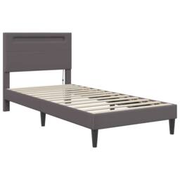 Berkfield Home Bed Frame with LED Strip Lights Grey 90 x 190 cm Faux Leather - thumbnail 6