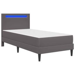 Berkfield Home Bed Frame with LED Strip Lights Grey 90 x 190 cm Faux Leather - thumbnail 5