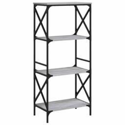 Berkfield Home Bookcase 4-Tier Grey Sonoma 59x35x132 cm Engineered Wood - Size: 59 x 35 x 132 cm - thumbnail 1
