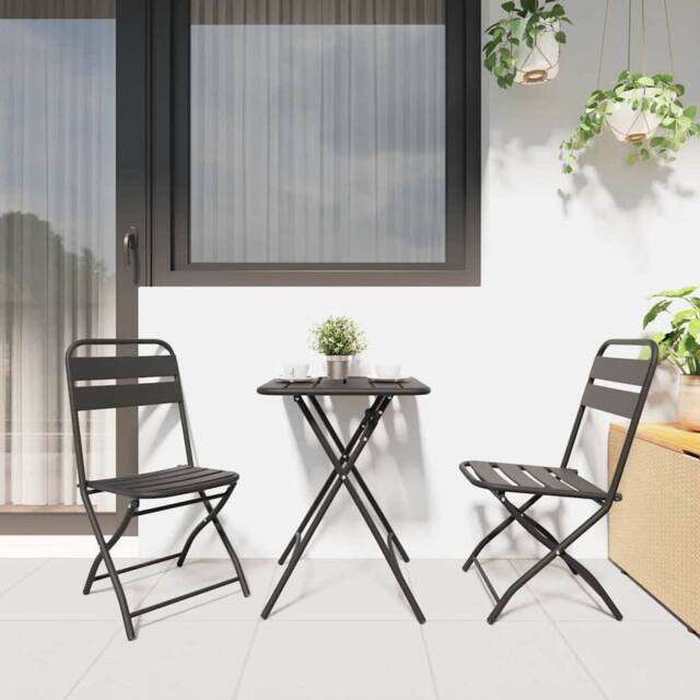 Berkfield Home Modern Folding Garden Chairs 2 pcs Anthracite 42x52x82 cm Powder in Dark Grey - Size: 42 x 52 x 82 cm - image 1