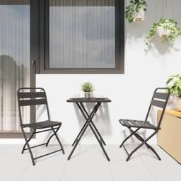 Berkfield Home Modern Folding Garden Chairs 2 pcs Anthracite 42x52x82 cm Powder in Dark Grey - Size: 42 x 52 x 82 cm - thumbnail 1