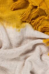 Furn Mizu Enzyme Washed Slub Dip-Dye Tasselled Throw in Yellow - Size: 130 cm x 170 cm - thumbnail 2