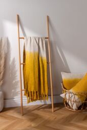 Furn Mizu Enzyme Washed Slub Dip-Dye Tasselled Throw in Yellow - Size: 130 cm x 170 cm - thumbnail 3