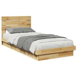 Berkfield Home Bed Frame with Headboard Frame 75x190 cm Small Single Solid Wood Oak in Brown - thumbnail 5