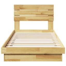 Berkfield Home Bed Frame with Headboard Frame 75x190 cm Small Single Solid Wood Oak in Brown - thumbnail 6